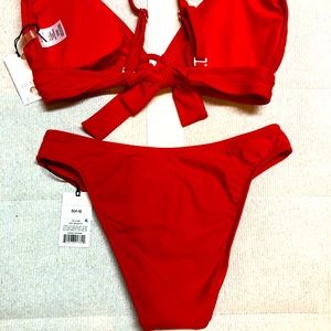 New Women's Detail Bikini Top & Bottom Red Color
